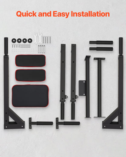 Multifunctional Pull Up Bar, Wall Mounted Chin Up Bar Dip Station for Home Gym, Heavy Duty Steel Upper Body Workout Pull Ups, Power Tower Set Training Equipment Fitness, 440 lbs Weight Capacity