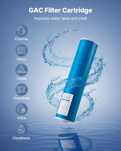 Whole House Water Filter Replacement Cartridge, 4.5"x20"(11x51cm) GAC Activated Carbon, Replacement Filter for Whole Home Water Filtration System, Reduce Chlorine, Chemicals, Taste Odor