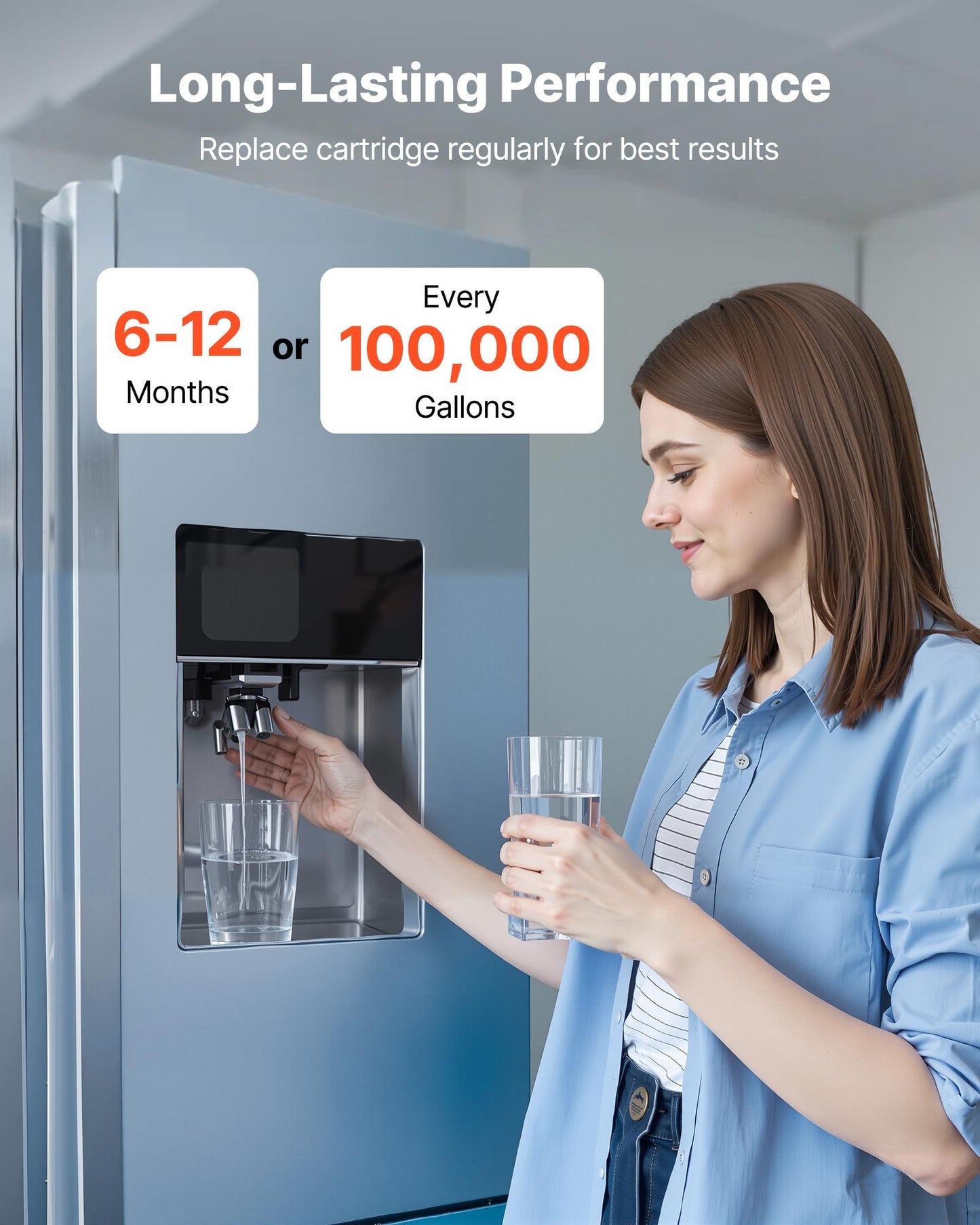 Whole House Water Filter Replacement Cartridge, 4.5"x20"(11x51cm) GAC Activated Carbon, Replacement Filter for Whole Home Water Filtration System, Reduce Chlorine, Chemicals, Taste Odor