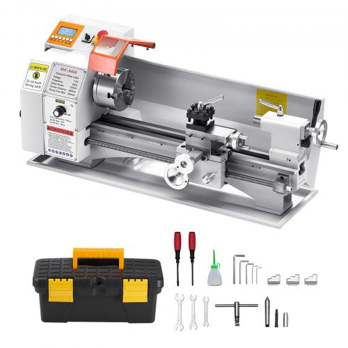 Metal Lathe Machine, 220 x 450 mm(8.7 x 18 in), Precision Bench Power Metal Lathe, Automatic Feed, 0-2500 RPM Variable Speed, 1250W Brushless Motor, for Processing Precision Parts Soft Metals Wood Plastics