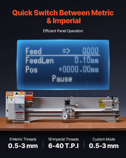 Metal Lathe Machine, 220 x 1000 mm(8.7 x 39 in), Precision Bench Power Metal Lathe, Automatic Feed, 0-2500 RPM Variable Speed, 1250W Brushless Motor, for Processing Precision Parts Soft Metals Wood Plastics