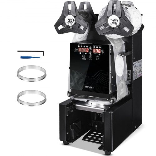 Fully Automatic Cup Sealing Machine, 500-650 Cups/H, Cup Sealer Machine for 190 mm Tall & 90/95 mm Cup, Electric Boba Tea Sealer with Digital Control LCD Panel for Bubble Milk Tea Coffee, Black