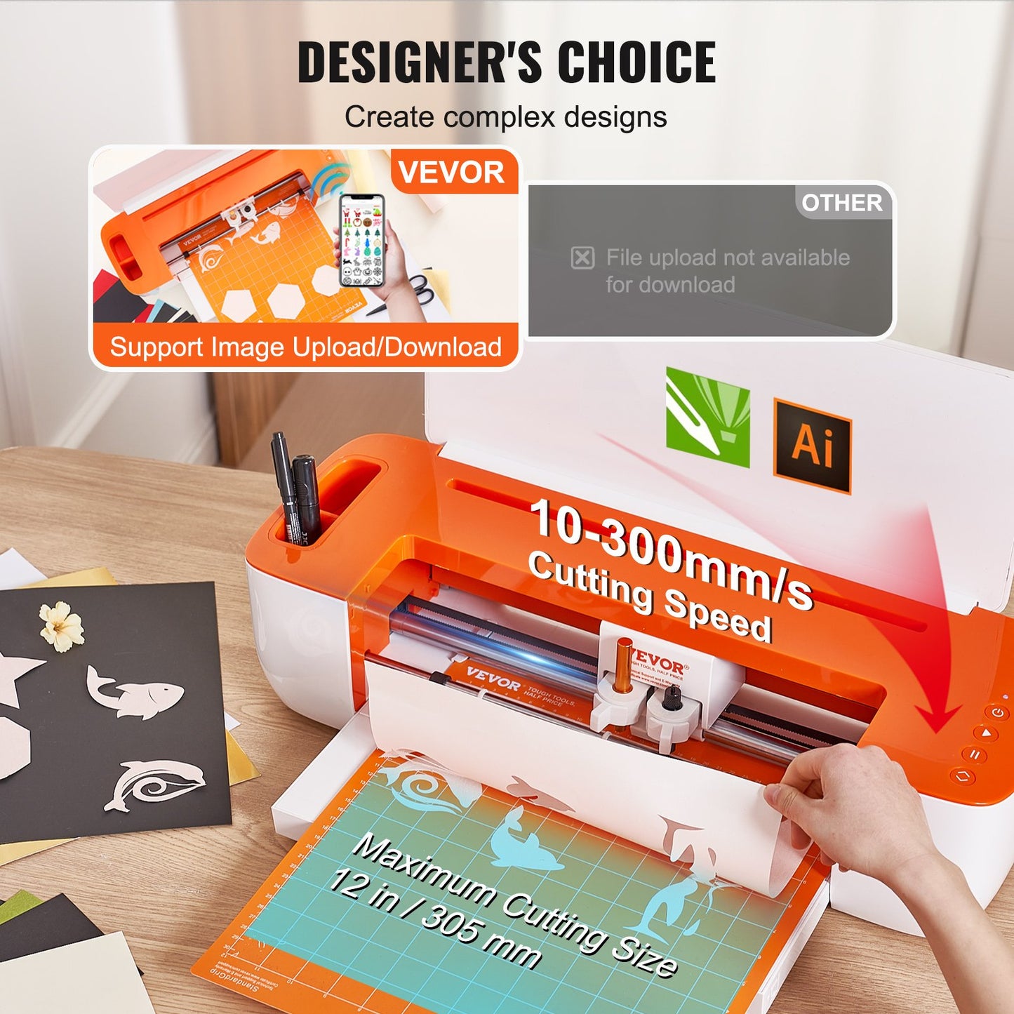 Vinyl Cutter Machine, Bluetooth Connectivity DIY Cutting Machine, Compatible with iOS, Android, Windows and Mac, Massive Designs Included, for Creating Customized Cards, Home Decor