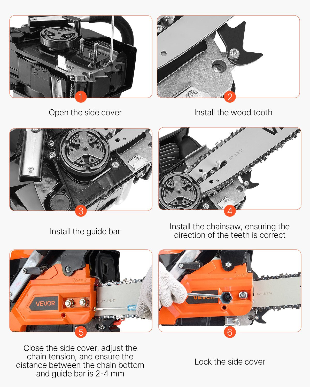 40 cc bensindriven motorsåg, 14 tums bensindriven motorsåg, 1,8 hk motorsåg med halkfritt handtag, bensindrivna motorsågar med dubbla bränsletankar, för vedkapning, trädbeskärning och markröjning