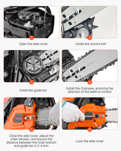 58 cc bensindriven motorsåg, 20 tum bensindriven motorsåg, 2,7 hk motorsåg med halkfritt handtag, bensindrivna motorsågar med dubbla bränsletankar, för vedkapning, trädbeskärning och markröjning