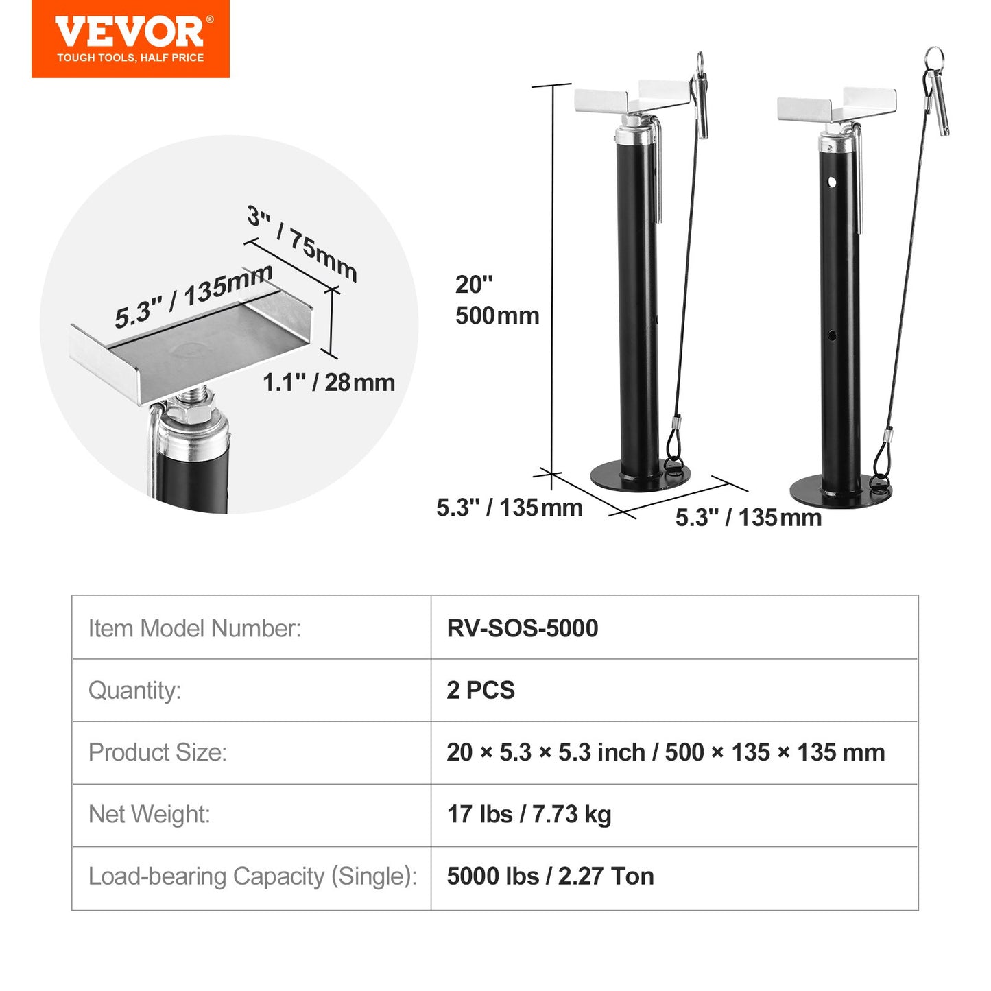 Utskjutbara stödben för husbilar, 5000 lbs kapacitet per utskjutbar stabilisator, justerbar från 20"-48" utskjutbara stödben för husbilar, kraftiga utskjutbara stabilisatorer för husbil, husvagn och husvagn