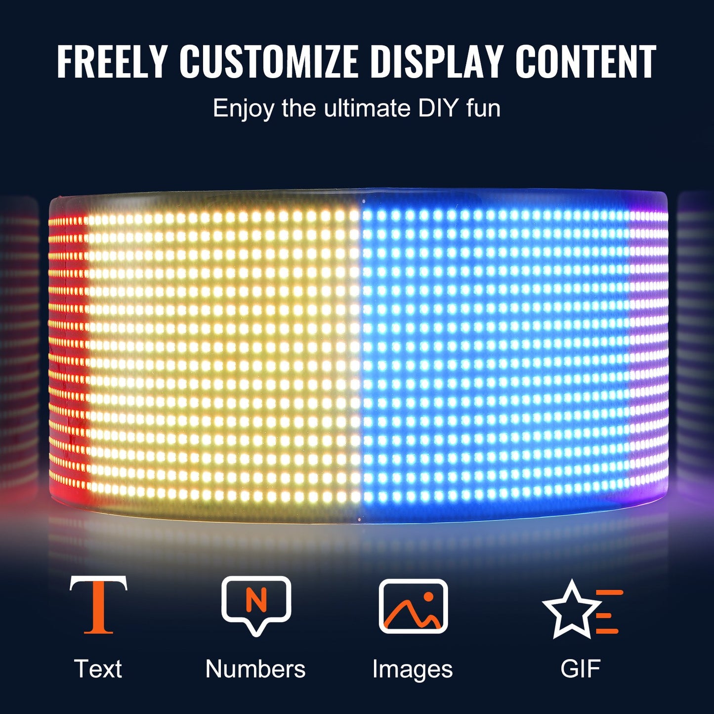 Programmable LED Sign, P6 Full Color LED Scrolling Panel, DIY Custom Text Animation Pattern Display Board, Bluetooth APP Control Message Shop Sign for Store Business Car Advertising, 68x12cm
