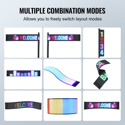 Programmable LED Sign, P6 Full Color LED Scrolling Panel, DIY Custom Text Animation Pattern Display Board, Bluetooth APP Control Message Shop Sign for Store Business Car Advertising, 68x12cm