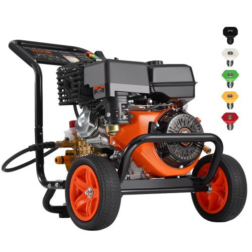 Gas Pressure Washer, 4400 PSI 15L/min, 4 GPM Gas Powered Pressure Washer with Copper Pump, Spray Gun and Extension Wand, 5 Nozzle Set, for Cars, Fences, Homes, Driveways, Patios, Furniture