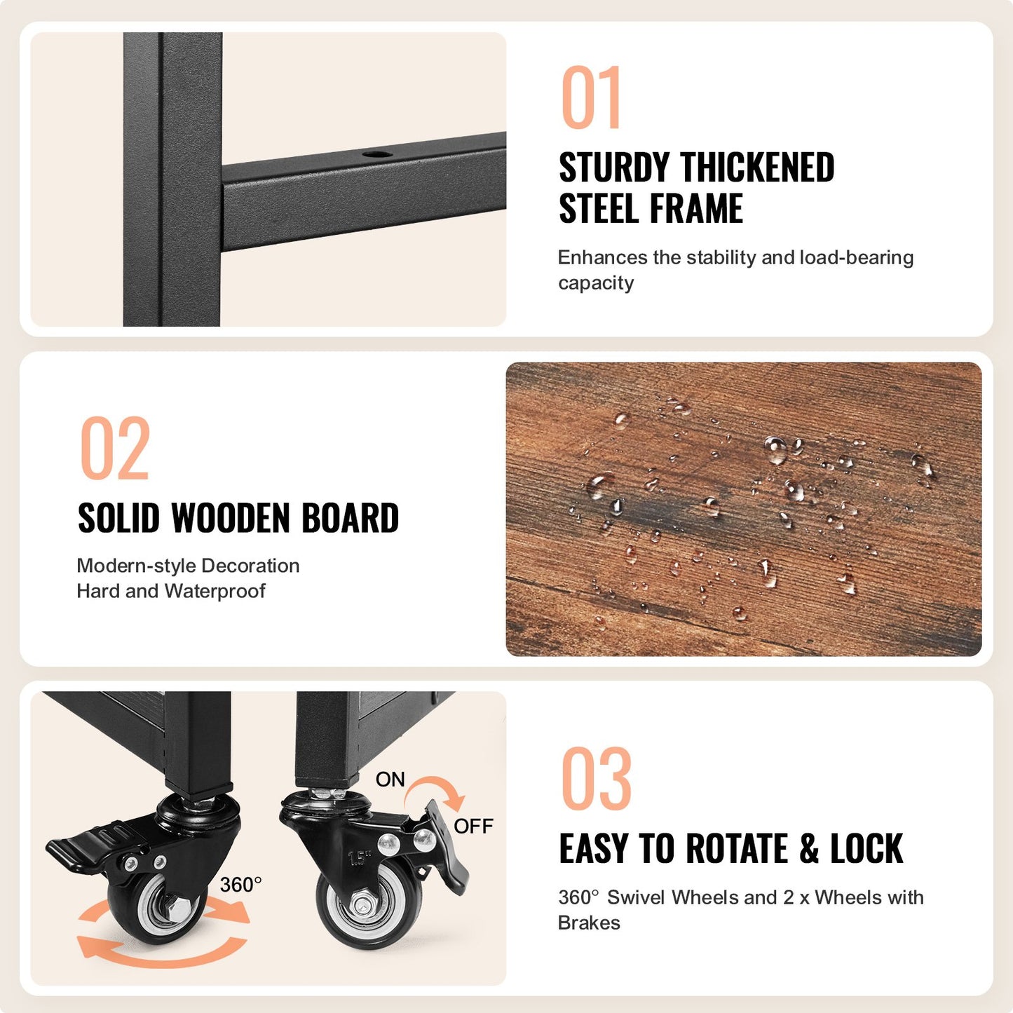 Värmepressbord med laddningsstation, flyttbart värmepressstativ i 3 nivåer, hopfällbart stativ för värmeöverföringsmaskin med hjul, rullande metallarbetsbänk för sublimeringsöverföringsmaskin, brun