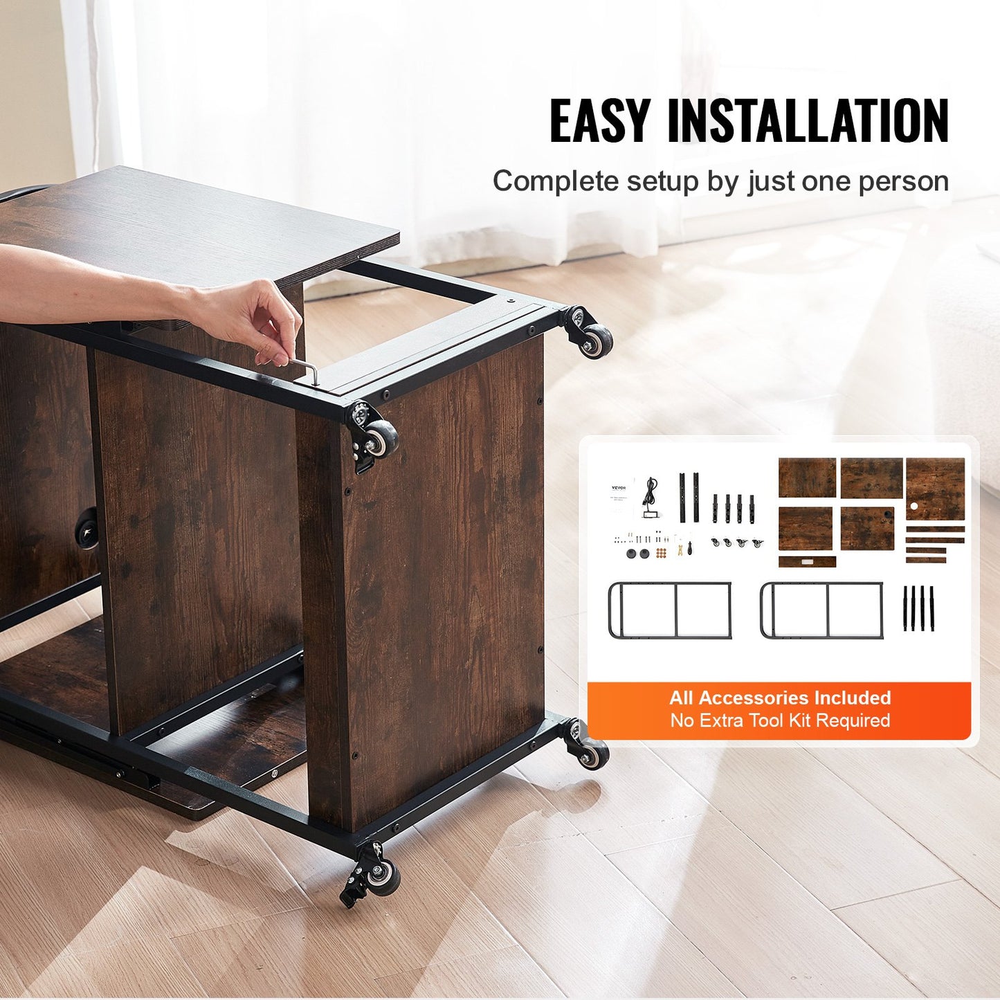 Värmepressbord med laddningsstation, flyttbart värmepressstativ i 3 nivåer, hopfällbart stativ för värmeöverföringsmaskin med hjul, rullande metallarbetsbänk för sublimeringsöverföringsmaskin, brun