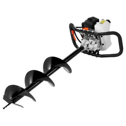 Post Hole Digger Gas Powered, 52CC 1450W Earth Auger, Gas Auger with 8” Auger Drill Action Design Bits & 1 Extension Rod, Post Fence Hole Digger for Farmland Garden Plant, Orange+Black