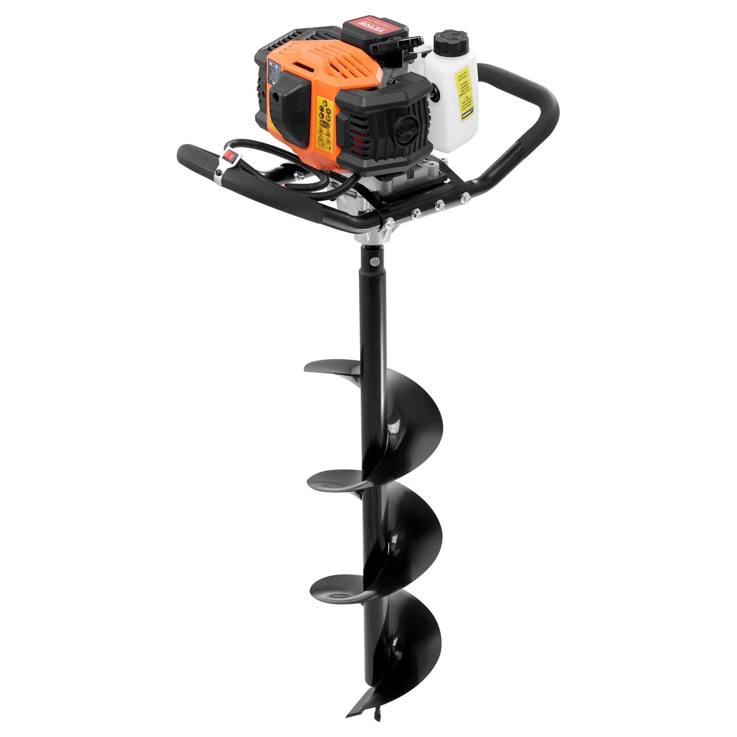 Post Hole Digger Gas Powered, 52CC 1450W Earth Auger, Gas Auger with 8” Auger Drill Action Design Bits & 1 Extension Rod, Post Fence Hole Digger for Farmland Garden Plant, Orange+Black