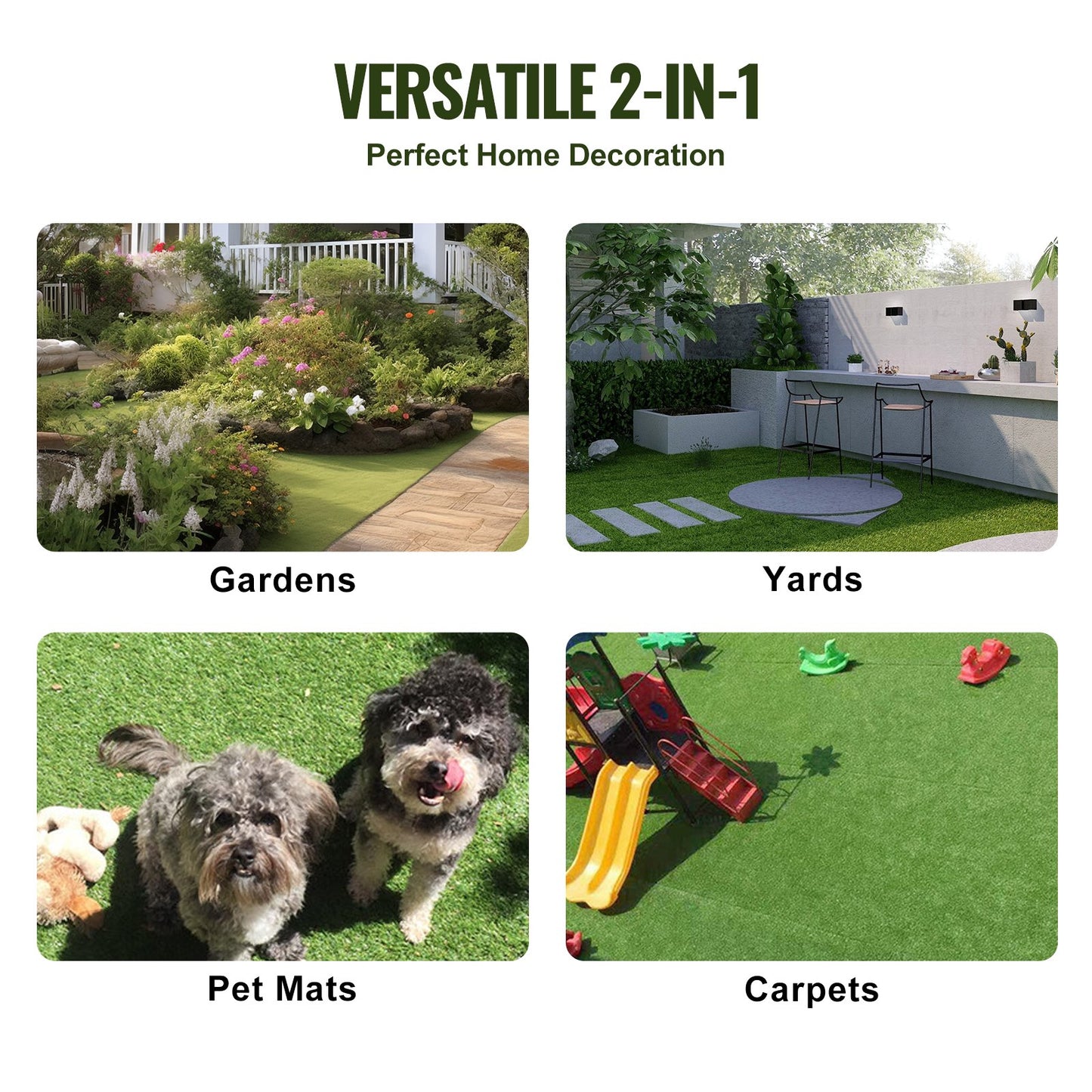 Artifical Grass Tiles Interlocking Turf Deck Set, 18 Pack 305x305mm, Synthetic Fake Grass Self-draining Mat Flooring Decor Pad, Perfect For Multi-Purpose Indoor Outdoor Entryway Scraper Dog Mats