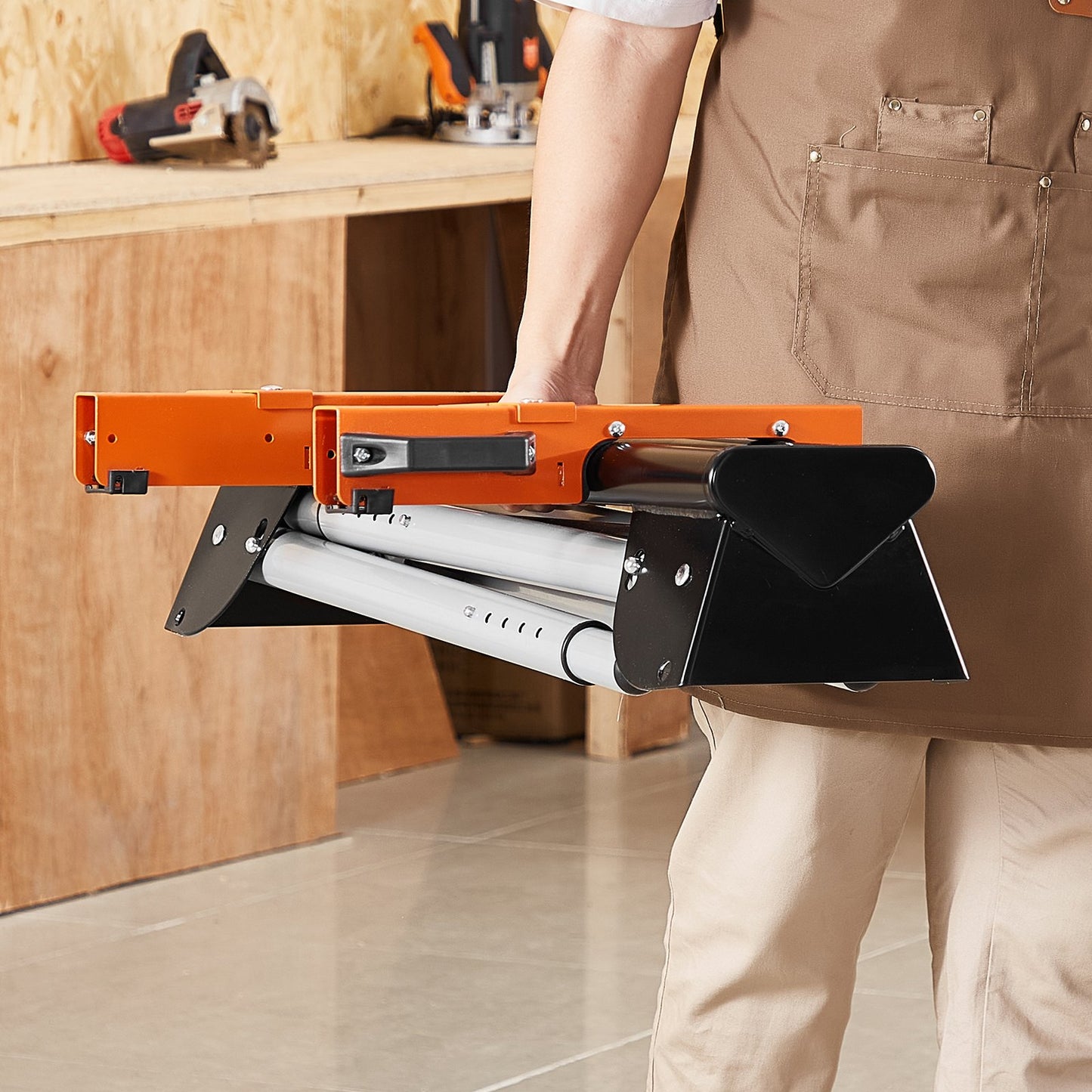 Miter Saw Stand, 330lbs Load Capacity Steel Collapsible Stand for Miter Saw with One-piece Mounting Brackets Clamps, 29.1"-32.9" Adjustable Height, Portable Compact and Folding Miter Saw Stand