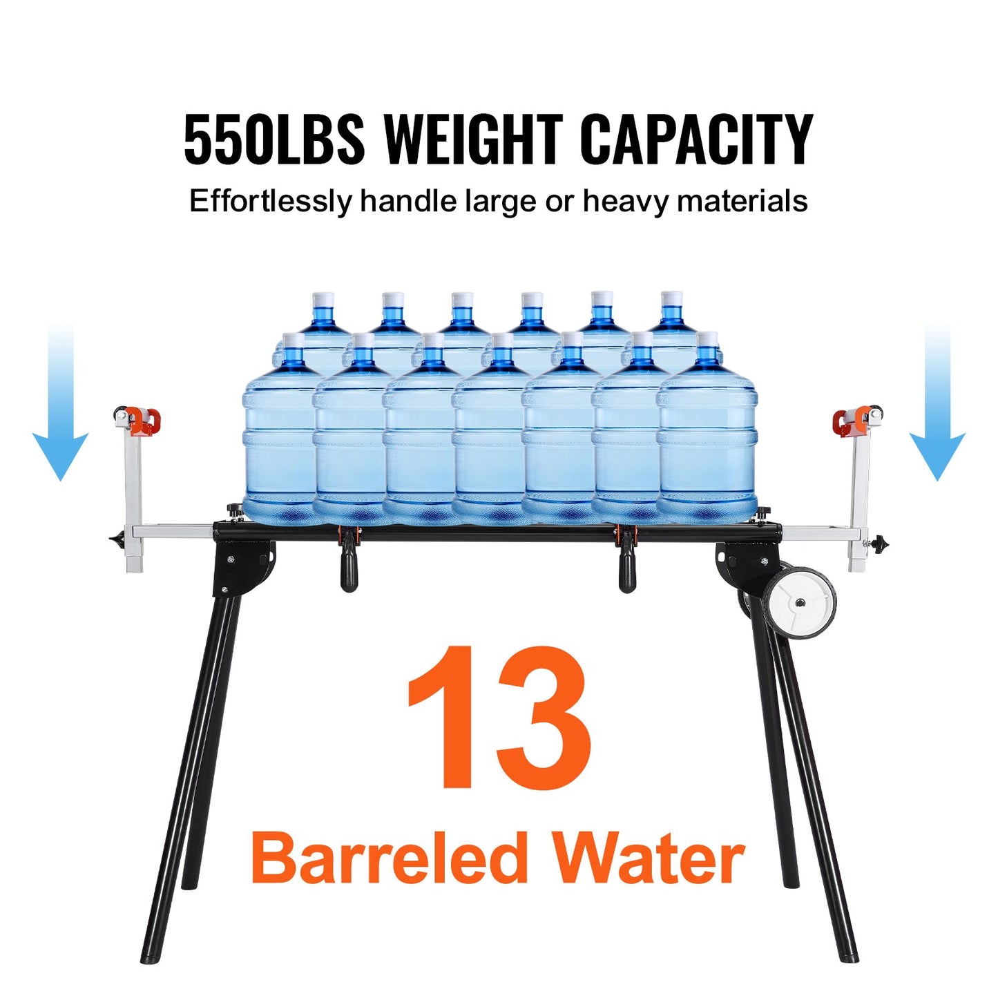 Miter Saw Stand, 550lbs Load Capacity Steel Collapsible Stand for Miter Saw with One-piece Mounting Brackets Clamps, Adjustable Height and Length, Portable Compact and Folding Miter Saw Stand