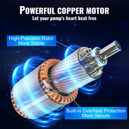 Deep Well Submersible Pump, 370W 230V 50Hz, 5.3 m³/h Max Flow 50 m(164 ft) Max Head, with 9.1 m Electric Cord, Stainless Steel Water Pumps for Industrial Irrigation and Home Use, IP68 Waterproof Grade