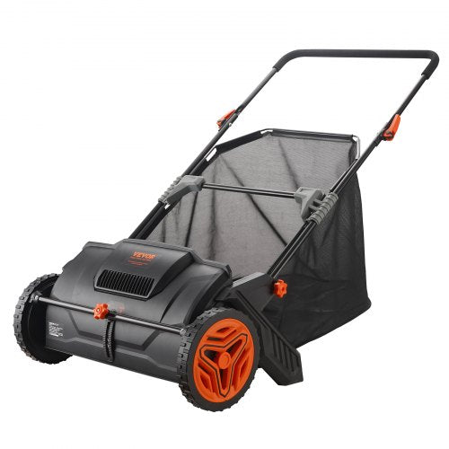 Push Lawn Sweeper, 21inch Leaf & Grass Collector, Strong Plastic Wheels & Heavy Duty Thickened Steel Durable to Use with Large Capacity 3.5 cu. ft. Mesh Collection Hopper Bag, 2 Spinning Brushes