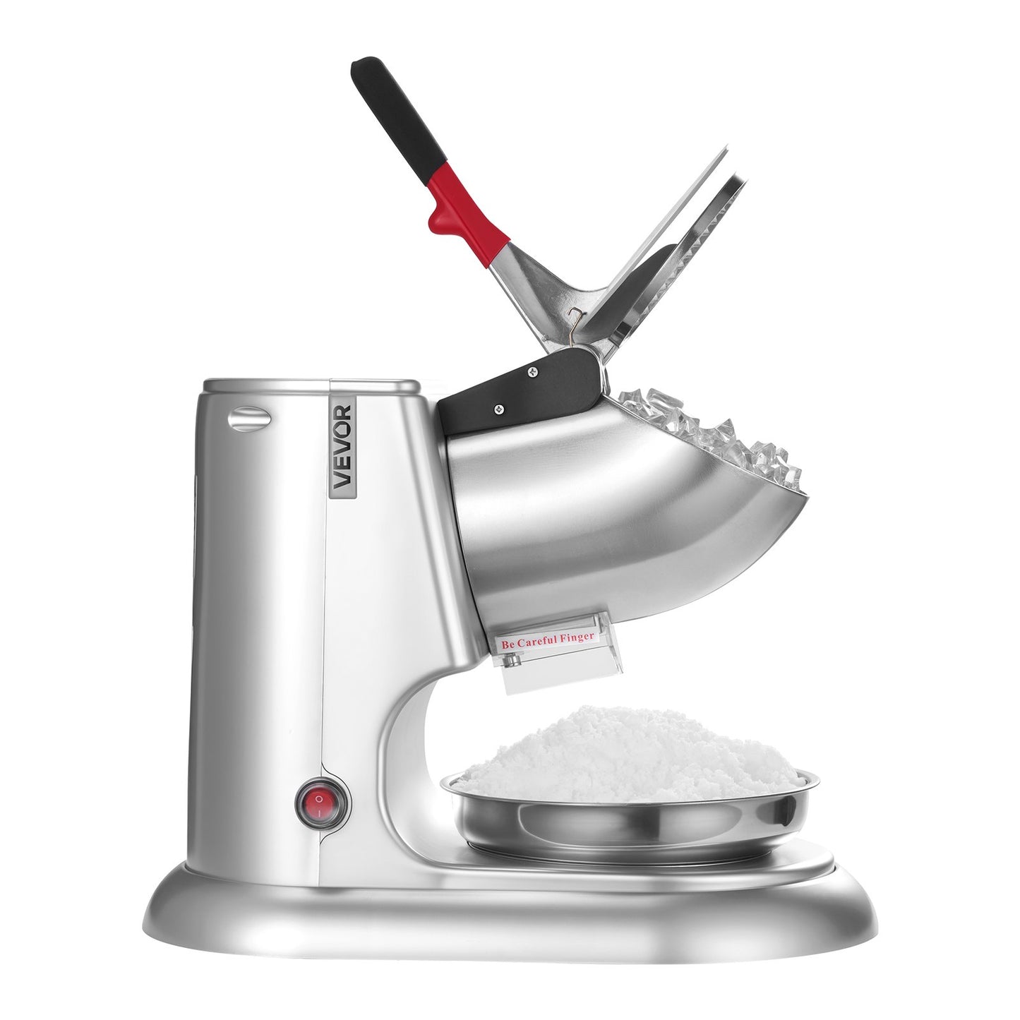 Ice Crusher Machine, 100kg Per Hour Electric 4 Blades Snow Cone Maker, Stainless Steel Shaved Ice Machine with Bowl and Cover, 300W 2000RPM Ice-Shaver for Home and Commercial Use, Silver