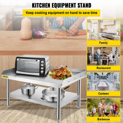 Stainless Steel Equipment Grill Stand, 48 x 30 x 24 Inches Stainless Table, Grill Stand Table with Adjustable Storage Undershelf, Equipment Stand Grill Table for Hotel, Home, Restaurant Kitchen