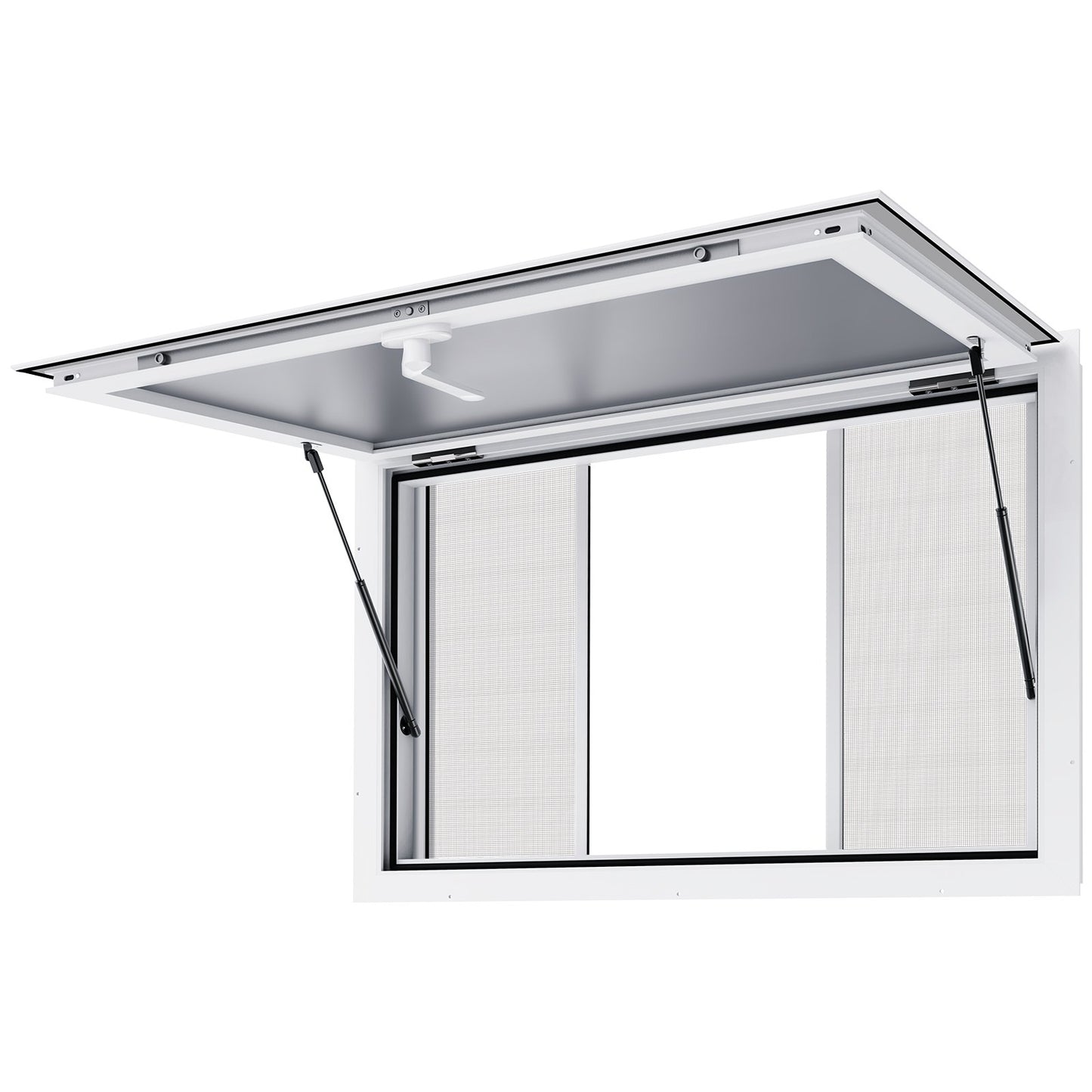 Concession Window for Food Truck, 36"x24" Aluminum Alloy Service Window, Up to 85 Degrees Serving Window with 2 Sliding Windows & Awning Door & Drag Hook, for Food Truck Concession Trailer