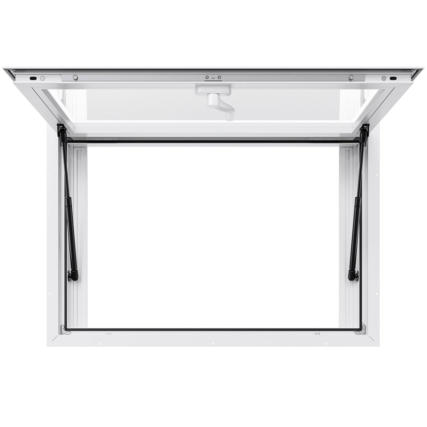 Concession Window 92x61 cm, Aluminum Alloy Service Window for Food Truck, Up to 85 Degrees Stand Serving Window with 2 Sliding Windows, Awning Door, and Drag Hook, for Concession Trailers