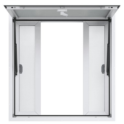 Concession Window 36"x36", Aluminum Alloy Food Truck Service Window with 4 Horizontal Sliding Windows & Awning Door & Drag Hook, Up to 85 Degrees Serving Window for Food Truck Concession Trailer