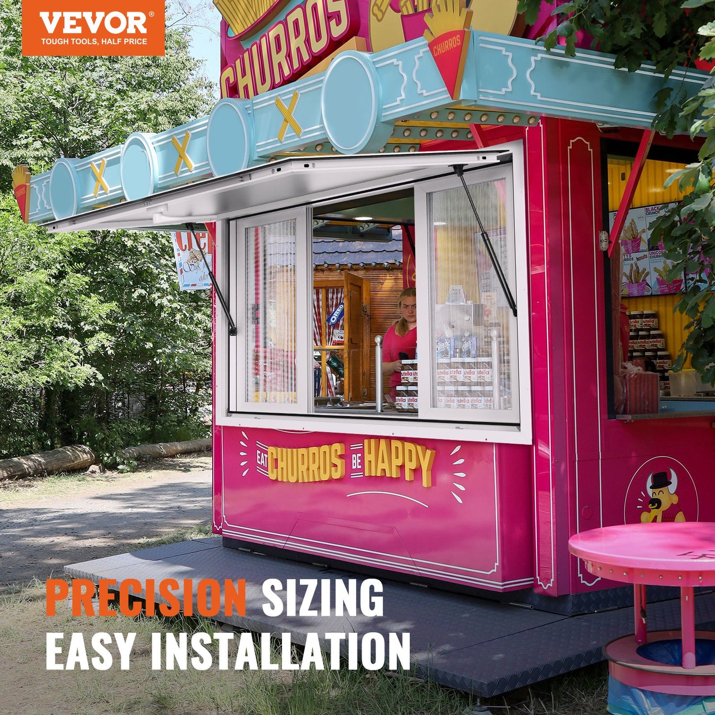 122L x 91,4B cm serveringsområde för matvagnar, markis för servering