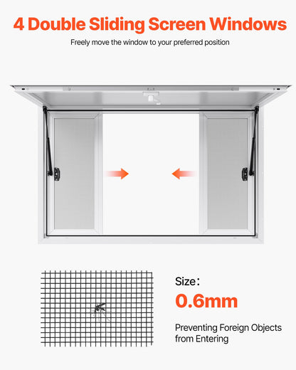 Concession Window 135x84 cm, Aluminum Alloy Service Window for Food Truck, Up to 85 Degrees Stand Serving Window with 4 Sliding Windows, Awning Door, and Drag Hook, for Concession Trailers