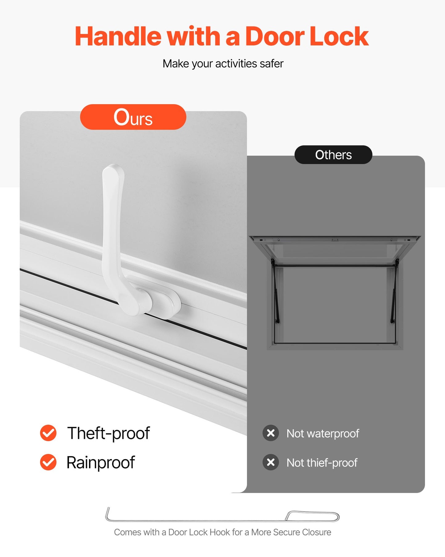 Concession Window 135x84 cm, Aluminum Alloy Service Window for Food Truck, Up to 85 Degrees Stand Serving Window with 4 Sliding Windows, Awning Door, and Drag Hook, for Concession Trailers