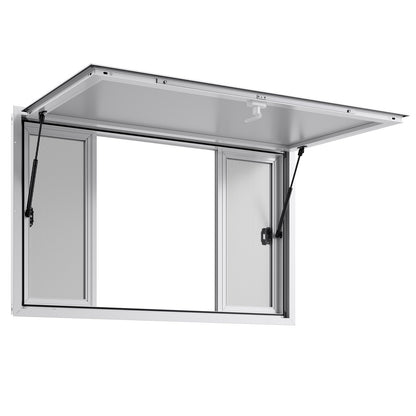Concession Window 135x84 cm, Aluminum Alloy Service Window for Food Truck, Up to 85 Degrees Stand Serving Window with 4 Sliding Windows, Awning Door, and Drag Hook, for Concession Trailers