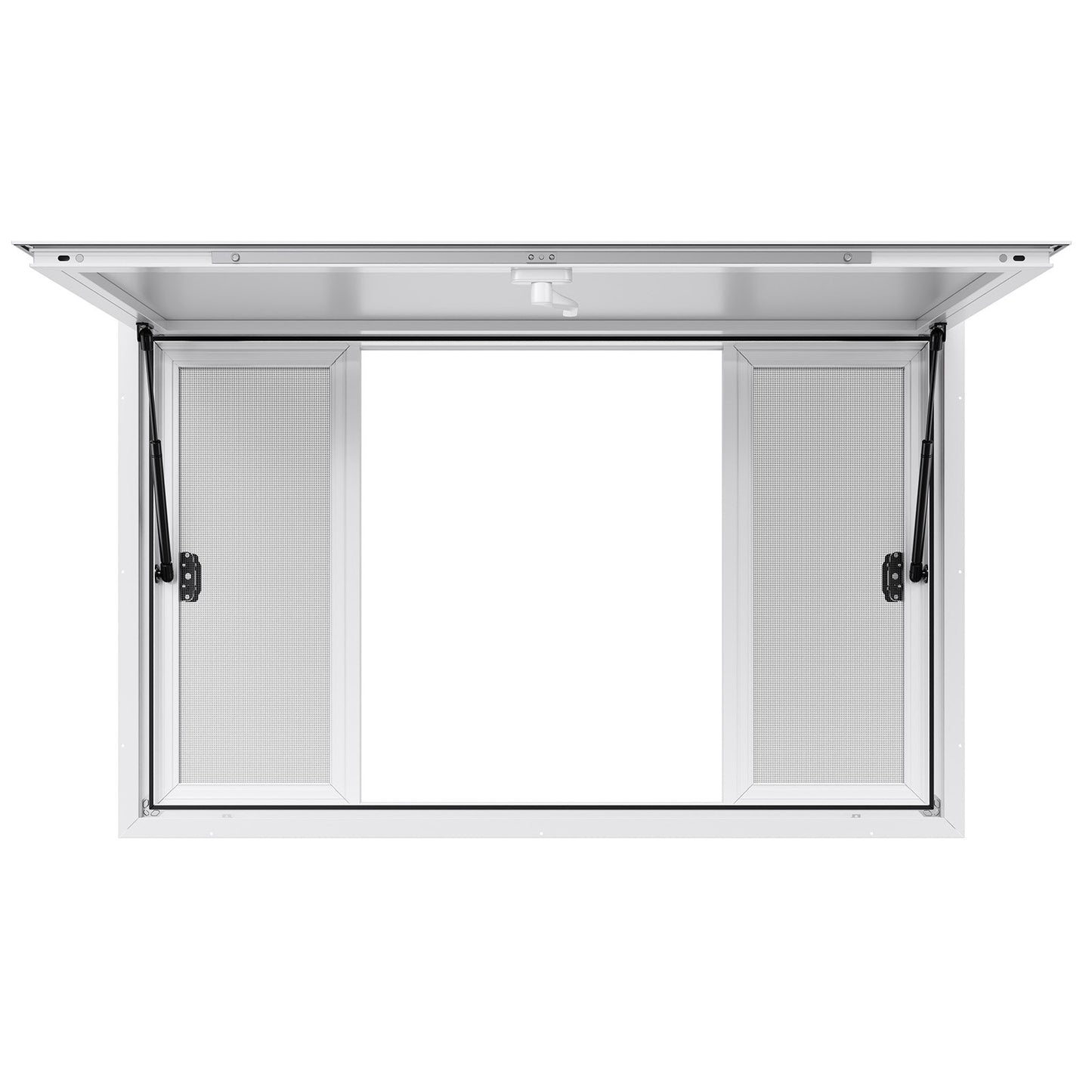 Concession Window 135x84 cm, Aluminum Alloy Service Window for Food Truck, Up to 85 Degrees Stand Serving Window with 4 Sliding Windows, Awning Door, and Drag Hook, for Concession Trailers