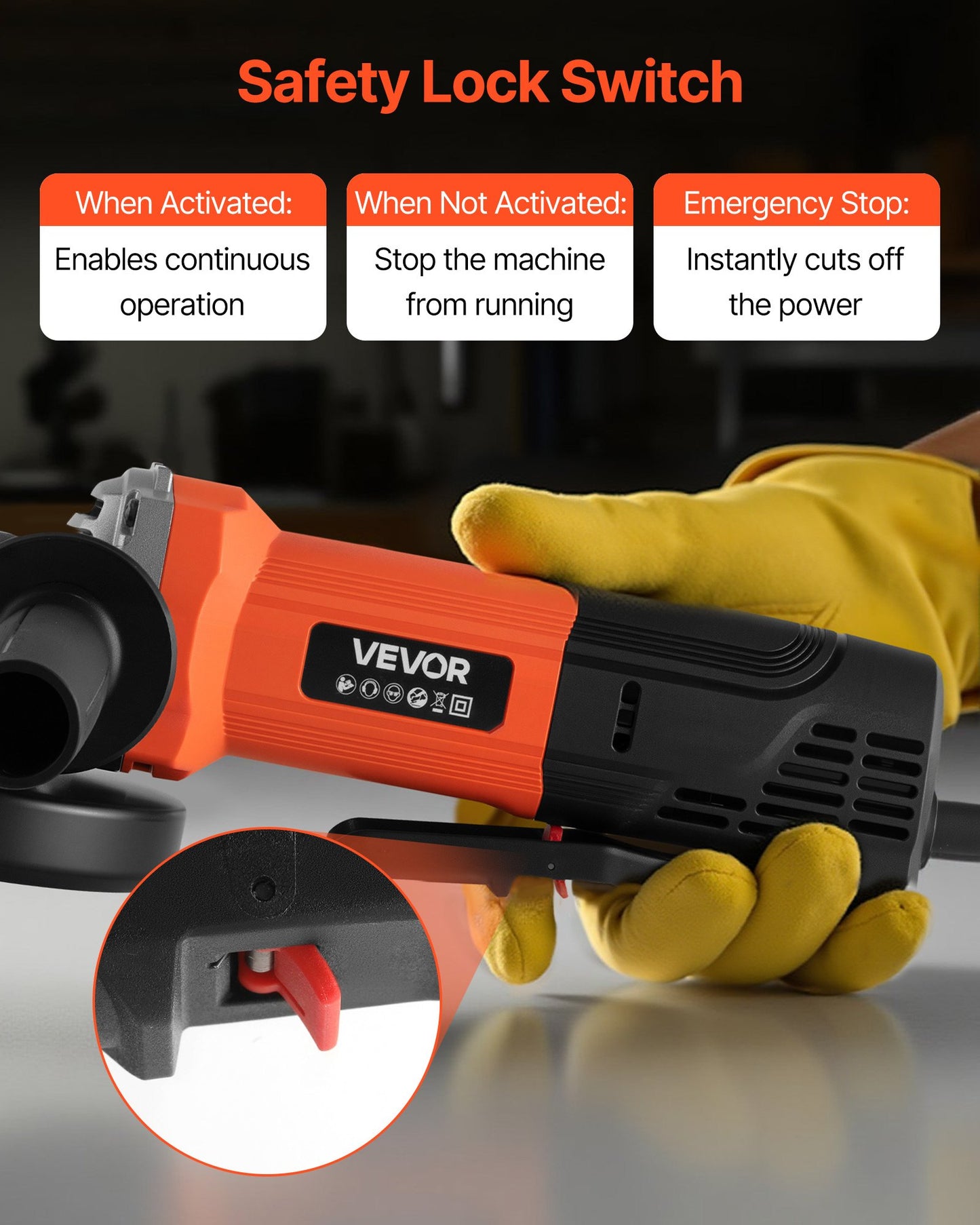 Vinkelslip, 114,3 mm elektrisk slipmaskin, 4,5 ampere 12000 varv/min höghastighets sladdanslutna vinkelslipmaskiner med justerbart dammskydd för metallslipning, skärning, rostborttagning (skiva ingår ej)