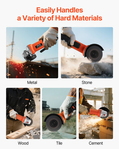Vinkelslip, 114,3 mm elektrisk slipmaskin, 4,5 ampere 12000 varv/min höghastighets sladdanslutna vinkelslipmaskiner med justerbart dammskydd för metallslipning, skärning, rostborttagning (skiva ingår ej)