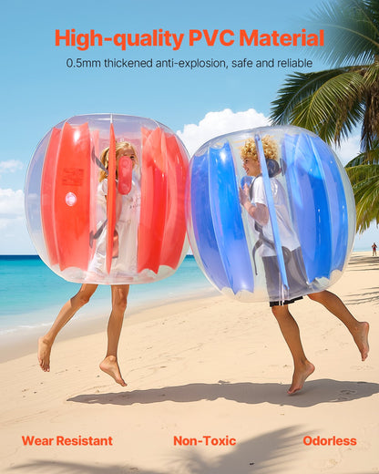 Inflatable Bumper Balls 2-Pack, 4FT/1.2M Body Sumo Ball, Durable Thick PVC Human Hamster Bubble Knocker for Outdoor Sports Team Gaming Play, Bopper Toy for Garden Yard Park, Red & Blue