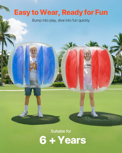 Inflatable Bumper Balls 2-Pack, 4FT/1.2M Body Sumo Ball, Durable Thick PVC Human Hamster Bubble Knocker for Outdoor Sports Team Gaming Play, Bopper Toy for Garden Yard Park, Red & Blue