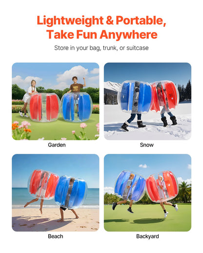 Inflatable Bumper Balls 2-Pack, 4FT/1.2M Body Sumo Ball, Durable Thick PVC Human Hamster Bubble Knocker for Outdoor Sports Team Gaming Play, Bopper Toy for Garden Yard Park, Red & Blue