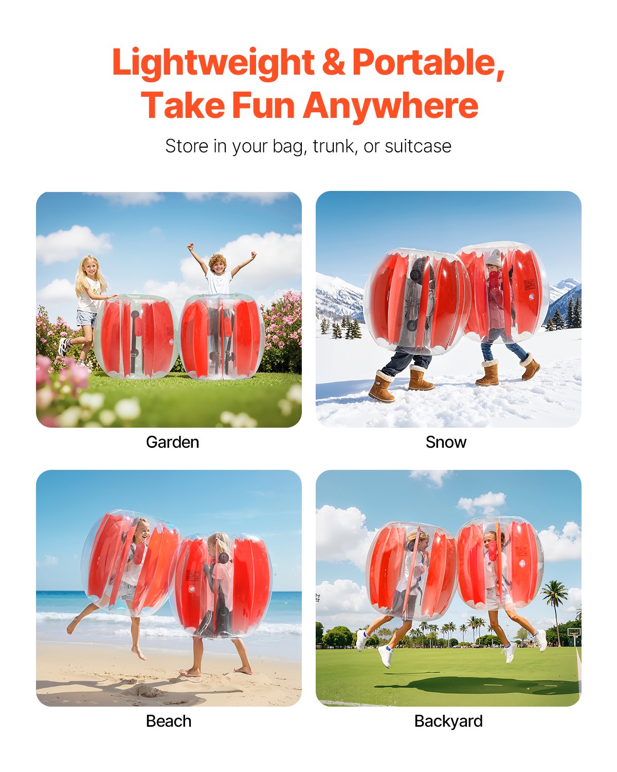 Uppblåsbara Bumper Balls 2-pack, 3FT/0.9M Body Sumo Zorb-boll, hållbar tjock PVC-mänsklig hamster-bubbelknäckare för utomhussporter, Bopper-leksak för lekplats, röda ränder