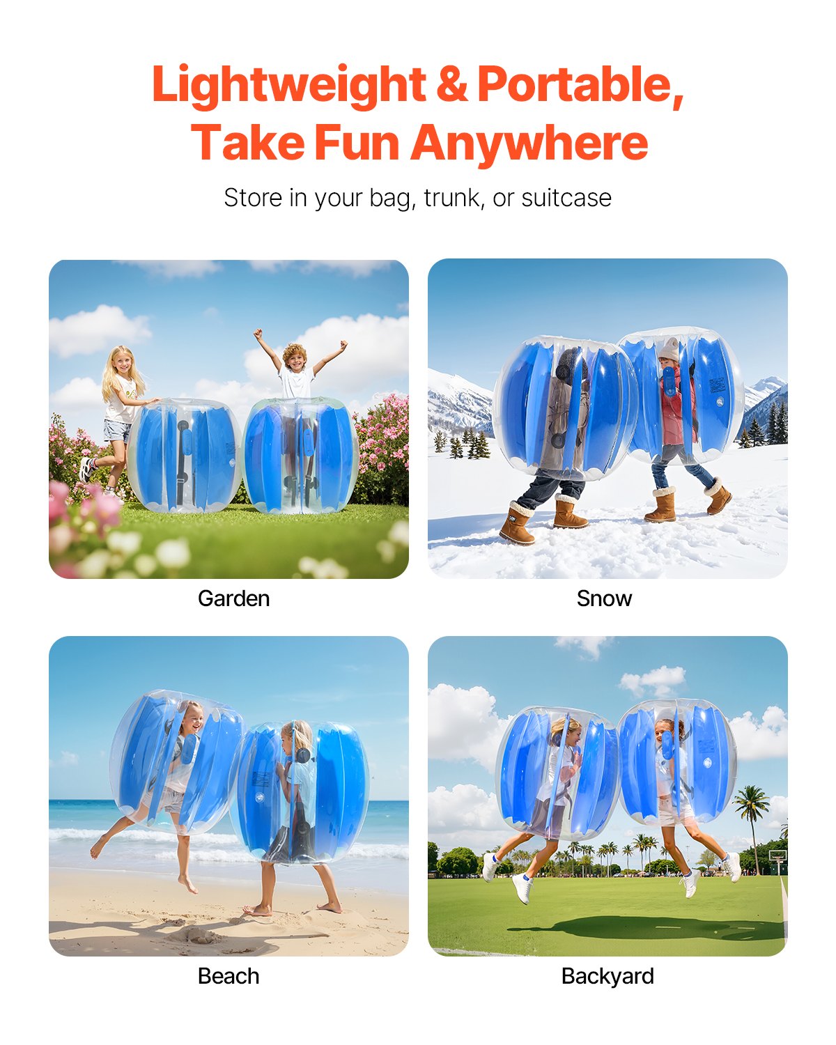 Uppblåsbara bumperbollar 2-pack, 3FT/0.9M Body Sumo-boll, hållbar tjock PVC-mänsklig hamster-bubbelknackare för utomhusspel, Bopper-leksak för lekplats, blå ränder