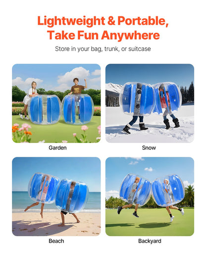 Uppblåsbara Bumper Balls 1-pack, 4FT/1.2M Body Sumo Zorb-boll, hållbar tjock PVC-mänsklig hamster-bubbelknäckare för utomhussporter, Bopper-leksak för trädgård, blå ränder