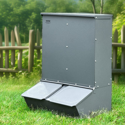 Hog Feeder, 3.7 Bushel Capacity, Double Door Pig Feeder, Heavy Duty Steel Piglets Feeder, Multipurpose Trough Creep Feeder, Outdoor Livestock Feeder Farm Accessory for Feeding up to 8 Hogs