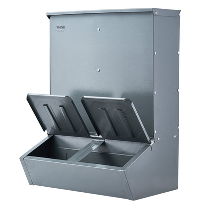 Hog Feeder, 3.7 Bushel Capacity, Double Door Pig Feeder, Heavy Duty Steel Piglets Feeder, Multipurpose Trough Creep Feeder, Outdoor Livestock Feeder Farm Accessory for Feeding up to 8 Hogs