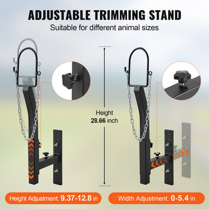 Livestock Trimming Stand, Goat & Sheep Stand 9.37-12.8 inch Adjustable Height 0-5.4 inch Width, Metal Goat Milking and Shearing Stand Attachment Nose Loop Headpiece, Black