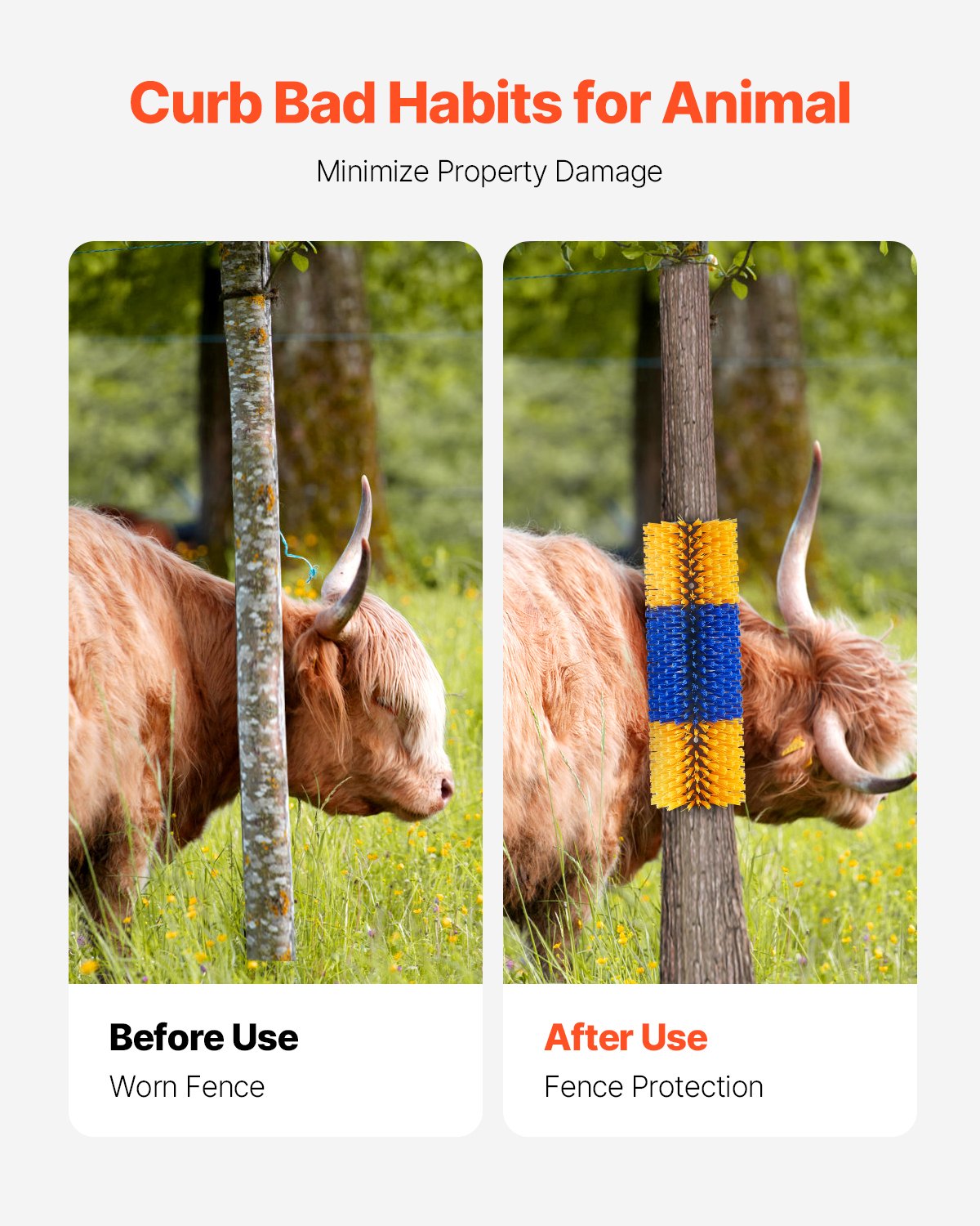 Livestock Scratching Brush, Horse Brush with 2 Screws, 20 x 7.5 in Cow Scratcher, for Back Itch Relief & Keep Cleaning, Grooming & Scratching Post Brush for Horse, Pig, Cattle Supplies