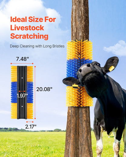 Livestock Scratching Brush, 4 Pcs Horse Brush with 8 Screws, 20 x 7.5 in Cow Scratcher, for Back Itch Relief & Keep Cleaning, Grooming & Scratching Post Brush for Horse, Pig, Cattle Supplies