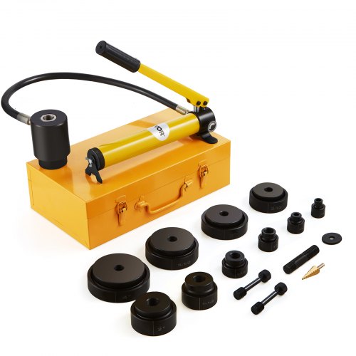 15 Ton Hydraulic Knockout Punch Driver Kit Hole Tool 12.7mm-101.6mm with 10 Dies
