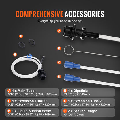 Fluid Extractor, 1.74 Gallons (6.5 Liters), Pneumatic/Manual Oil Changer Vacuum Fluid Extractor with Dipstick and Suction Hose, Oil Extractor Change Pump for Automotive Fluids Vacuum Evacuation