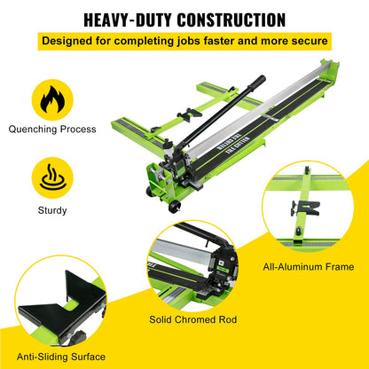 Tile Cutter 47-Inch Manual Tile Cutter 1.4-Inch Tile Cutting Machine Ceramic Porcelain Tile Cutter with Laser Guide All-Steel Frame and Bonus Spare Cutter Wheels Tile Cutter Hand Tool