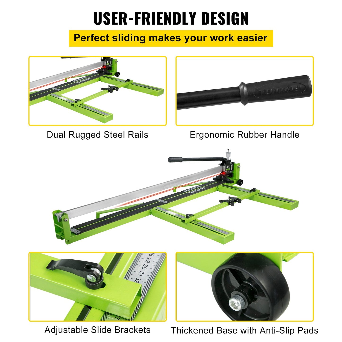 Tile Cutter 47-Inch Manual Tile Cutter 1.4-Inch Tile Cutting Machine Ceramic Porcelain Tile Cutter with Laser Guide All-Steel Frame and Bonus Spare Cutter Wheels Tile Cutter Hand Tool