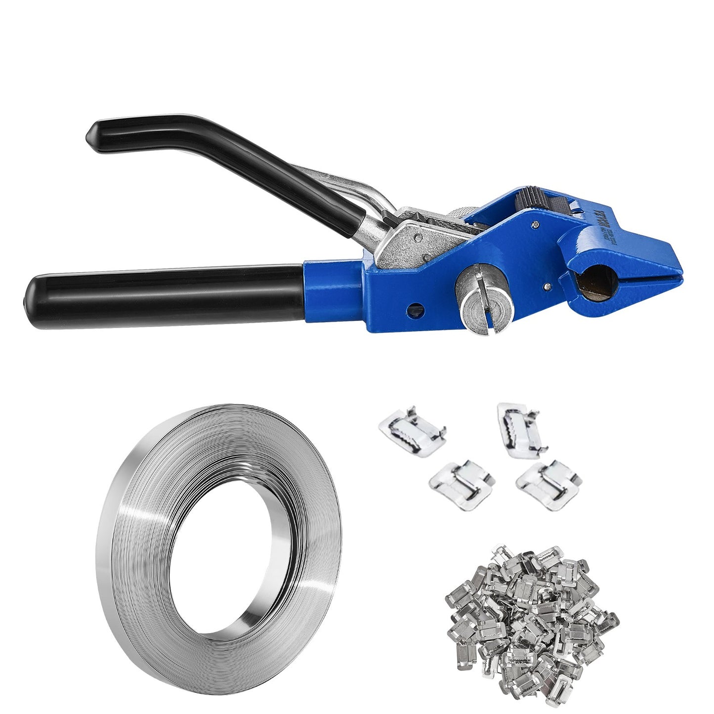 Banding Strapping Kit with Strapping Tensioner Tool, 100 ft Length 304 Stainless Steel Banding, 100 Metal Seals, Pallet Packaging Strapping Banding Kit, Banding Packaging Strapping for Packing